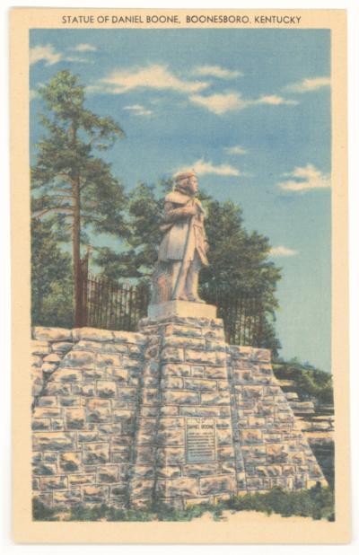 Statue of Daniel Boone, Boonesboro, Kentucky. (Printed verso reads: 