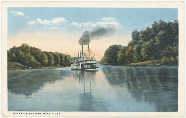 Scene On The Kentucky River. [Steam Boat]