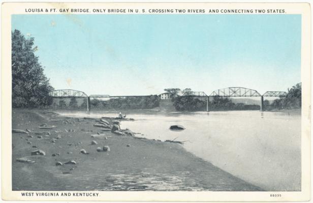 Louisa & Ft. Gay Bridge; Only Bridge In U.S. Crossing Two Rivers And Connecting Two States; West Virginia And Kentucky