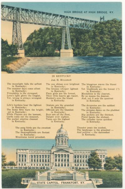 High Bridge At High Bridge, Ky. - State Capitol, Frankfort, KY. - In Kentucky [Seven Verse Poem by James H. Mulligan]