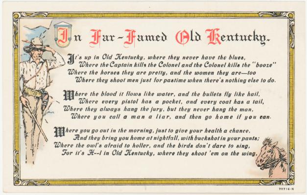 In Far-Famed Old Kentucky [Three Verse Poem]