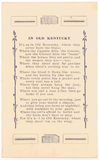 In Old Kentucky [Three Verse Poem]