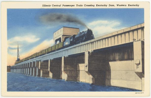 Illinois Central Passenger Train Crossing Kentucky Dam, Western Kentucky