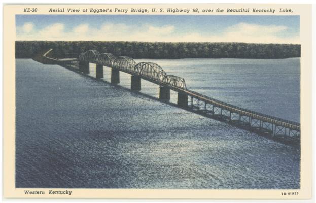 Aerial View of Eggner's Ferry Bridge, U.S. Highway 68, over the Beautiful Kentucky Lake. Western Kentucky