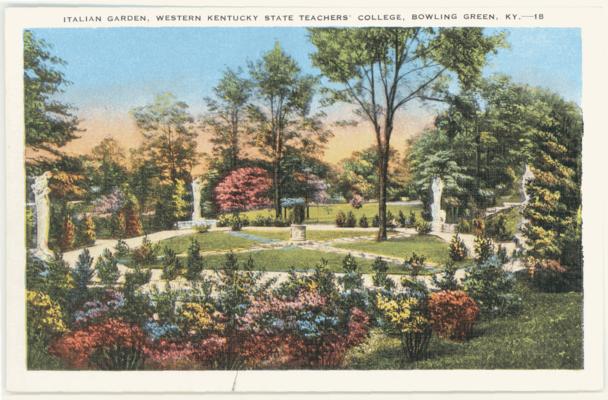 Italian Garden, Western Kentucky State Teachers' College, KY-18 (Printed verso on one card reads: 