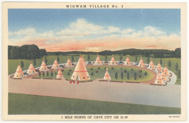 Wigwam Village No. 2, 1 Mile North of Cave City on 31-W (One Card Postmarked 1946) 2 copies