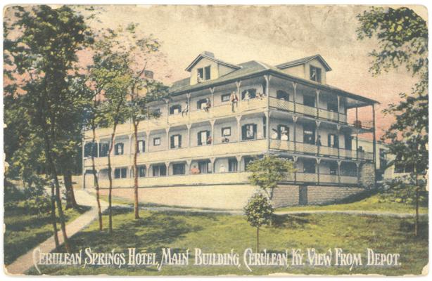 Cerulean Springs Hotel, Main Building. View From Depot. (No Postmark. Handwritten Date On Verso - 1903)