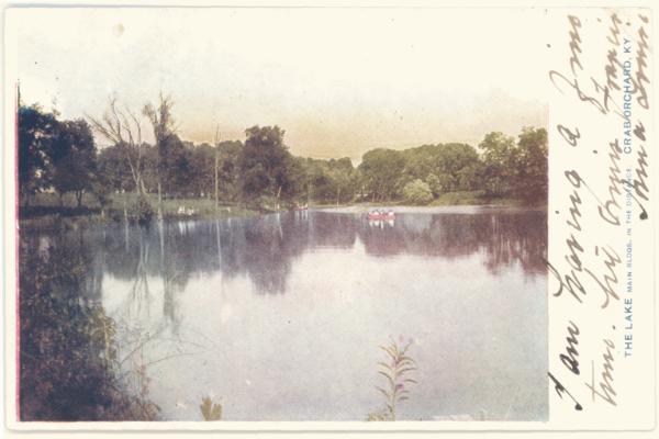 The Lake. Main Bldgs. In Distance (Postmarked 1907, 1908) [1907 Postmarked Card Damaged] 2 copies