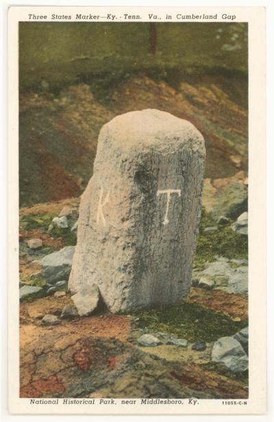 Three States Marker - Ky. - Tenn. - Va., in Cumberland Gap. National Historical Park, near Middlesboro, Ky. (No Postmark)