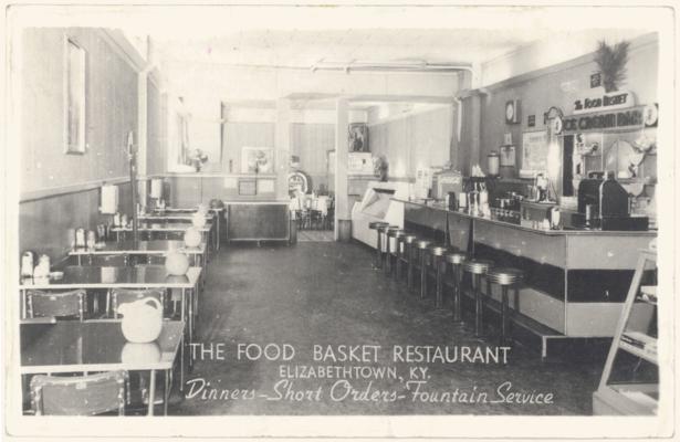 The Food Basket Restaurant. Dinners - Short Orders - Fountain Service (Postmarked 1945)