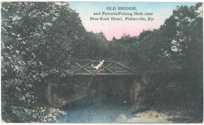Old Bridge, and Favorite Fishing Hole near Blue Rock Hotel. [Damaged]