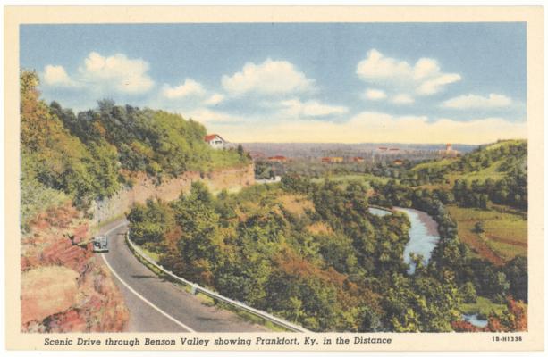 Scenic Drive through Benson Balley showing Frankfort, Ky. in the Distance