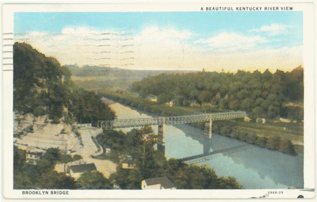 A Beautiful Kentucky River View, Brooklyn Bridge. (Postmarked 1932, 1934) 2 copies