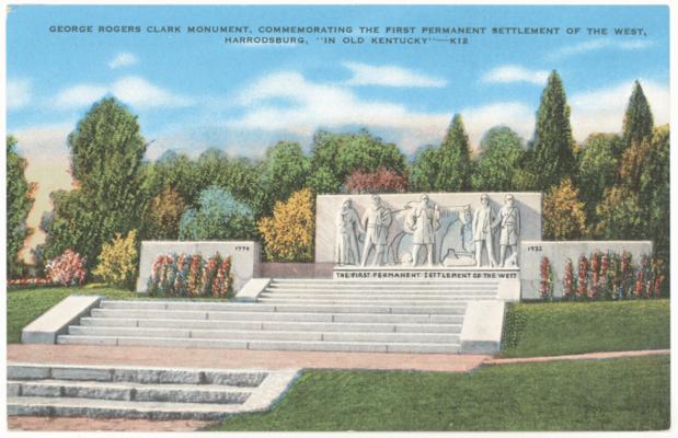 George Rogers Clark Monument, Commemorating The First Permanent Settlement Of The West, In 'Old Kentucky'. (Printed verso reads: 