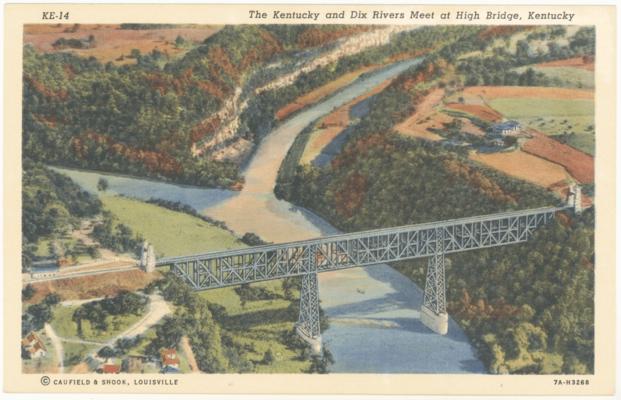 The Kentucky and Dix Rivers Meet at High Bridge, Kentucky. (Printed verso reads: 