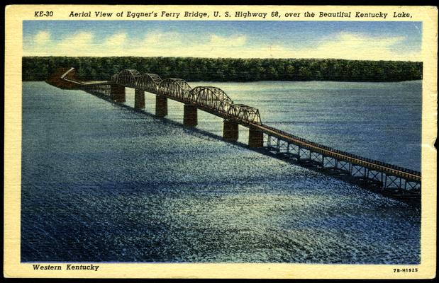 Aerial View of Eggner's Ferry Bridge, U.S. Highway 68, over the Beautiful Kentucky Lake. Western Kentucky. 2 copies