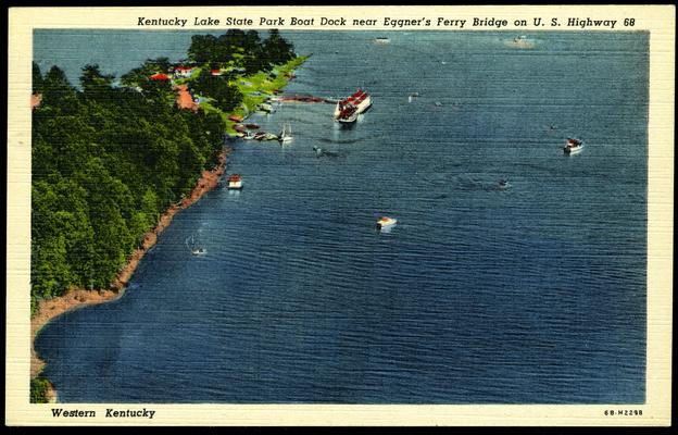 Kentucky Lake State Park Boat Dock near Eggner's Ferry Bridge on U.S. Highway 68. [Aerial View]