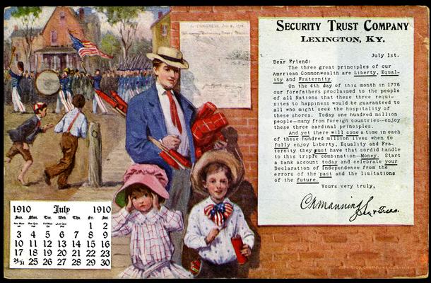 Security Trust Co. 1910 Calendar Post Card