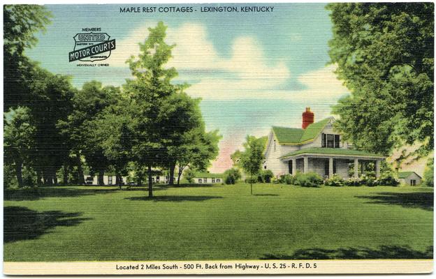 Maple Rest Cottages. Located 2 Miles South - 500 Ft. Back from Highway - U.S. 25 - R.F.D. 5. (Printed verso reads: 