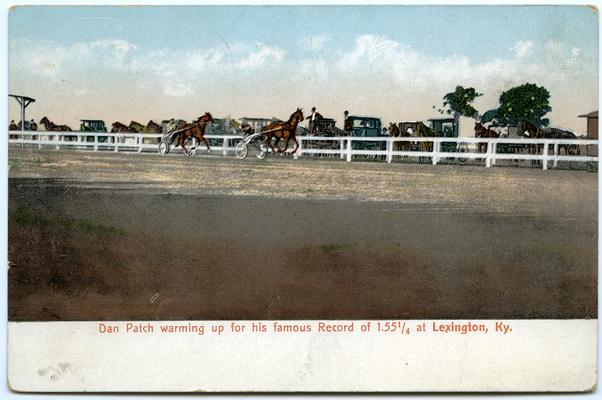 Dan Patch warming up for his famous Record of 1.55 1/4 at Lexington, Ky