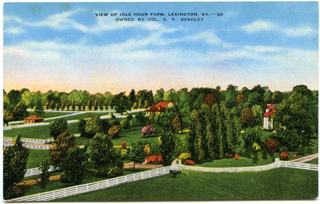 View Of Idle Hour Farm. Owned By Col. E.R. Bradley. (Printed verso reads: 