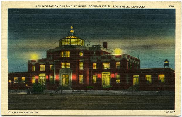 Administration Building At Night, Bowman Field. 2 copies