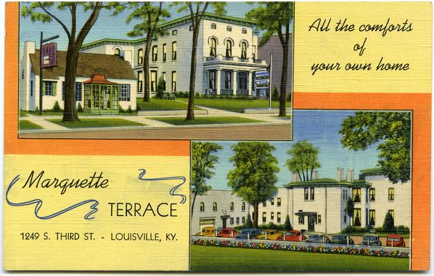 Marquette Terrace, 1249 S. Third St. All the comforts of your own home. (Printed verso reads: 