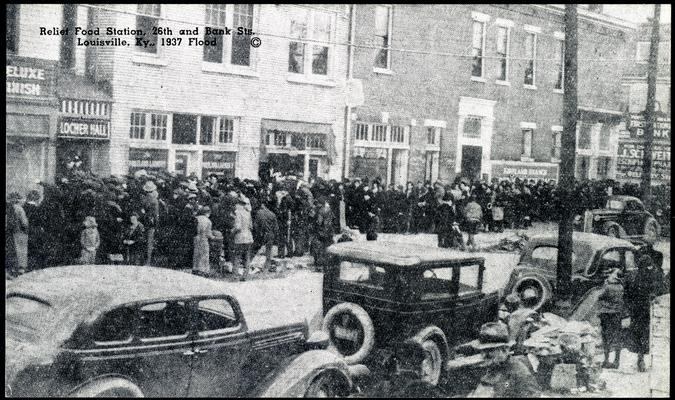 Relief Food Station, 26th and Bank Sts. 1937 Flood