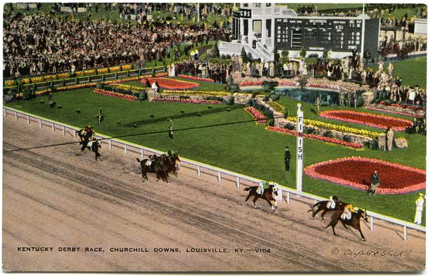 Kentucky Derby Race, Churchill Downs. (Printed verso reads: 