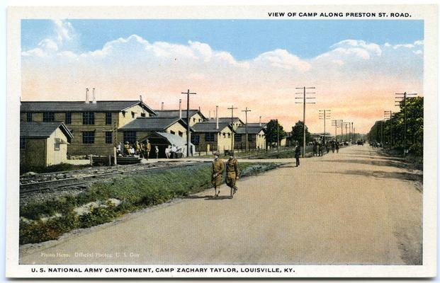 U.S. National Army Cantonment, Camp Zachary Taylor. View Of Camp Along Preston St. Road