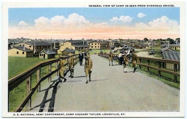 U.S. National Army Cantonment, Camp Zachary Taylor. General View Of Camp As Seen From Overhead Bridge