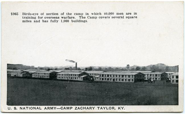 U.S. National Army - Camp Zachary Taylor. Birds-eye of section of the camp in which 40,000 men are in training for overseas warfare. The Camp covers several square miles and has fully 1,000 buildings