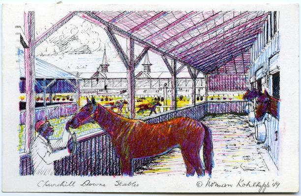 Churchill Downs Stables. [Drawing] 2 copies