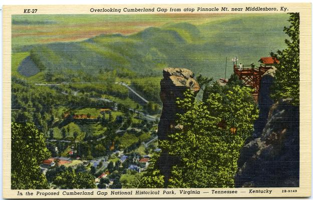 Overlooking Cumberland Gap from atop Pinnacle Mt. near Middlesboro, Ky. In the Proposed Cumberland Gap National Historical Park, Virginia - Tennessee - Kentucky