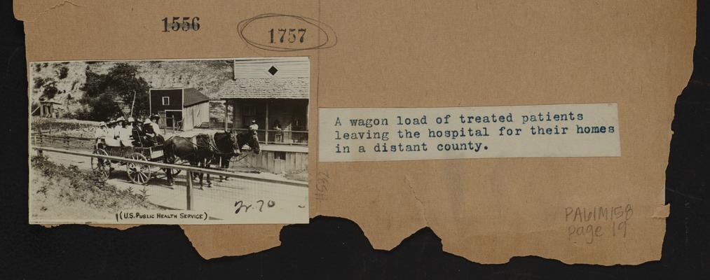 A wagon load of treated patients leaving the hospital for their homes in a distant county