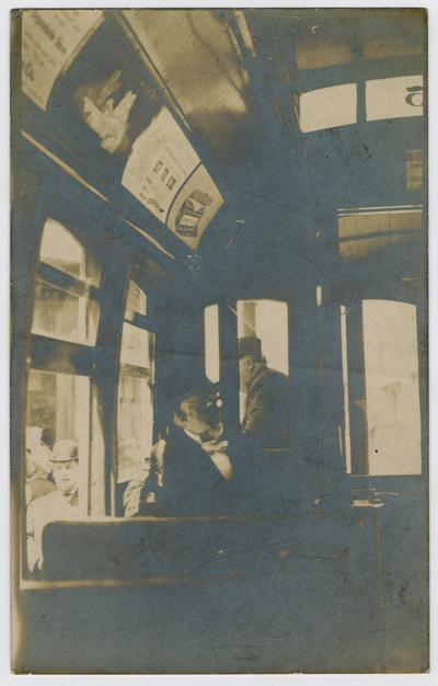John Henry Neville on his way in an electric trolly car in Lexington, KY, probably going to the State College (without a change of cars on the way from in front of his house on West Main St.)