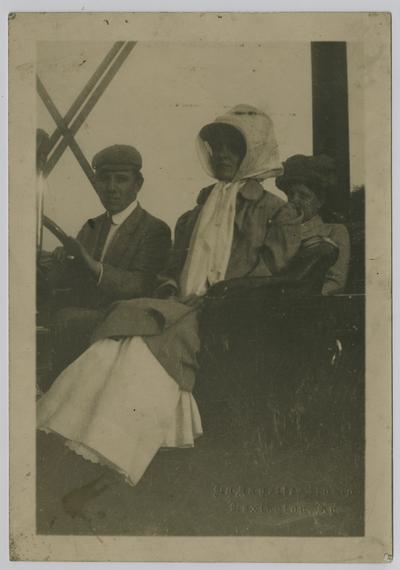 Mary Neville wearing a light colored (or white) scarf (middle), William B. Talbert, Mrs. Wm. B. Talbert, about 1908