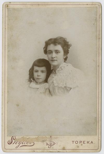 Females, unknown- portrait taken at Snyder studio in Topeka, Kansas