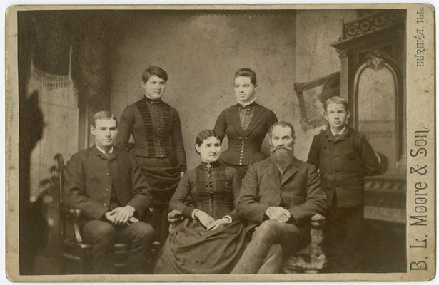 Family, unknown- portrait taken at B.L. Moore & Son studio in Eureka, Illinois