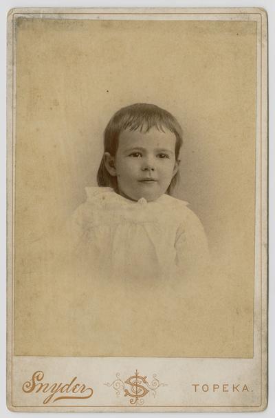 Female, unknown- portrait taken at Snyder studio in Topeka, Kansas