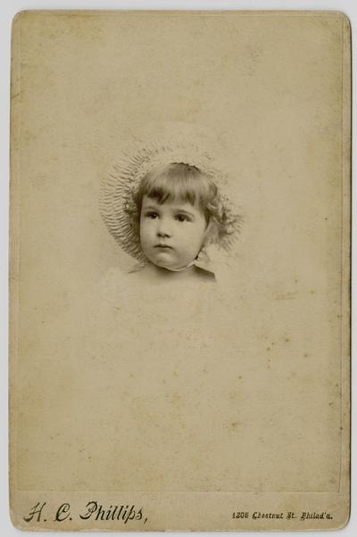 Female, unknown- portrait taken at Phillips studio in Philadelphia, Pennsylvania