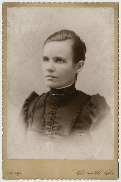 Female, unknown- portrait taken at Swap studio in Boonville, Missouri