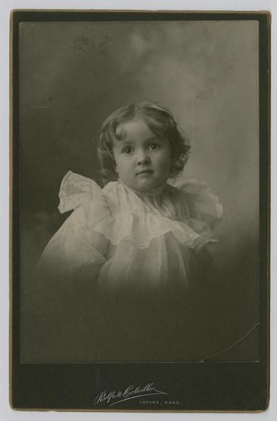 Mary Virginia Laskin, aged 2 1/2 years - portrait taken at Rolfe & Cobville studio in Topeka, Kansas