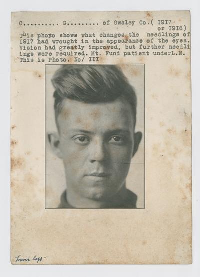 Patient, male, unknown- from Owsley County, Kentucky