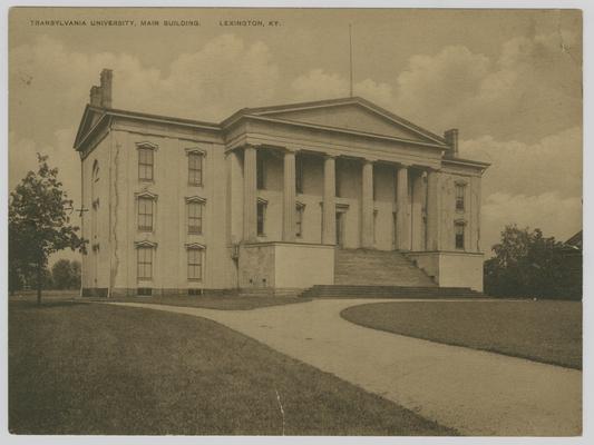 Lexington, Kentucky- Transylvania University, Main Building. X by 2nd story window on the west side of the building points out the room in which John Henry Neville taught. -Linda Neville