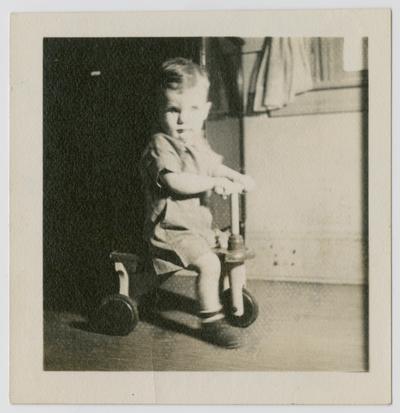David Devary on a tricycle at the Arthur Sunshine Home in Summit, New Jersey