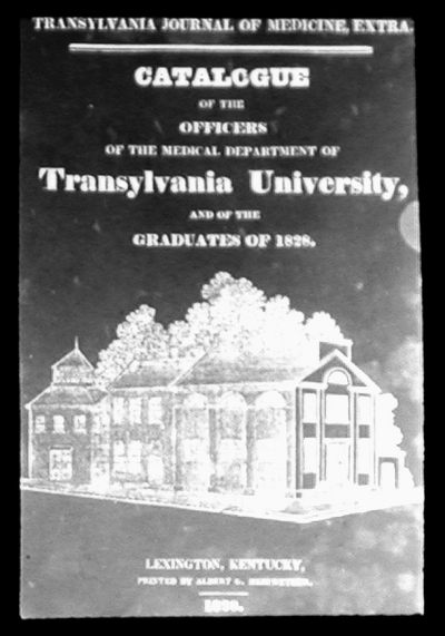 A picture of  the 1856 catalogue of the medical students at Transylvania University