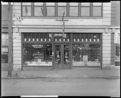 Murphy Parts Company, 377 East Main; (wholesale auto parts                             store); exterior view of building and window displays