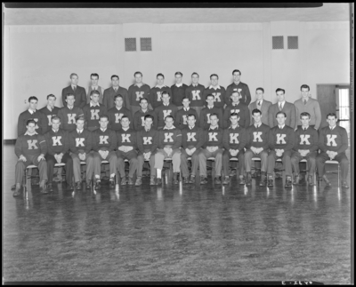 K. Club, (1940 Kentuckian) (University of Kentucky); member group                             portrait, members dressed in sweaters bearing the letter                             