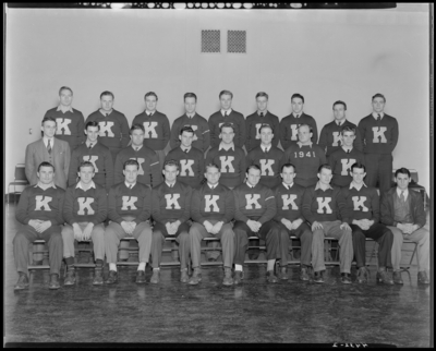 K. Club, (1940 Kentuckian) (University of Kentucky); member group                             portrait, members dressed in sweaters bearing the letter                             